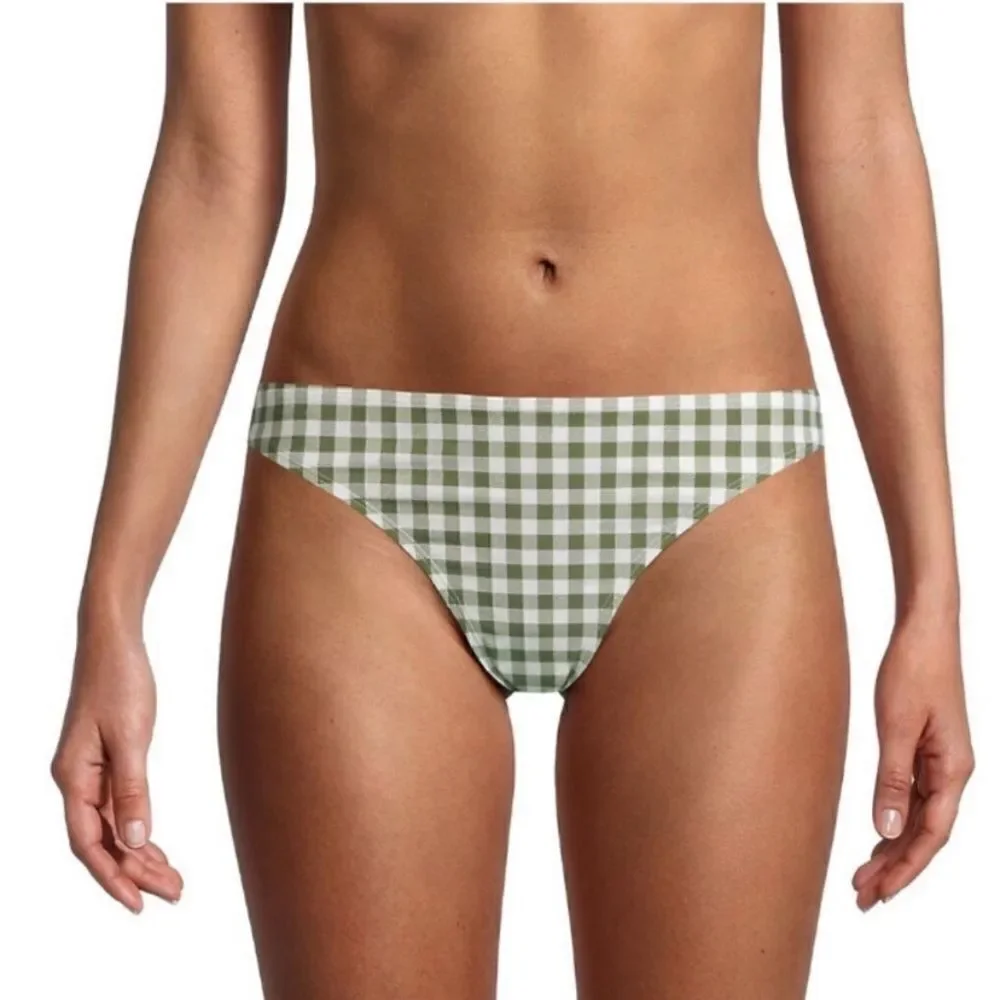 Tory Burch Green Gingham Hipster Bikini Bottoms